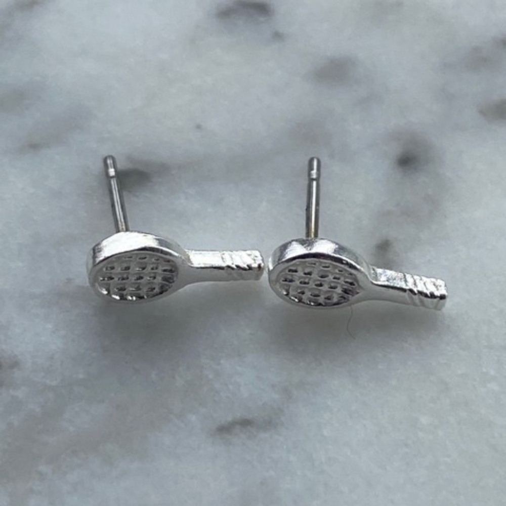 Sterling Silver Tennis Racket Post Earrings